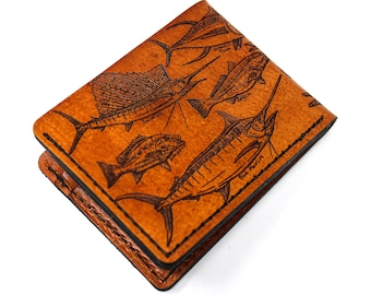 Leather Bill Fold Wallet -  Saltwater Fishing List