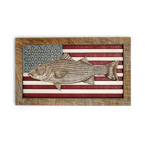 Striped Sea Bass American Flag Art