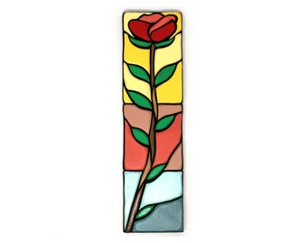 Décoration murale - Pièce décorative en mosaïque de bois - Rose 1