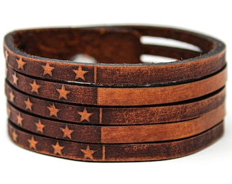 Unisex Ledermanschette - Amerikanische Flagge Stück