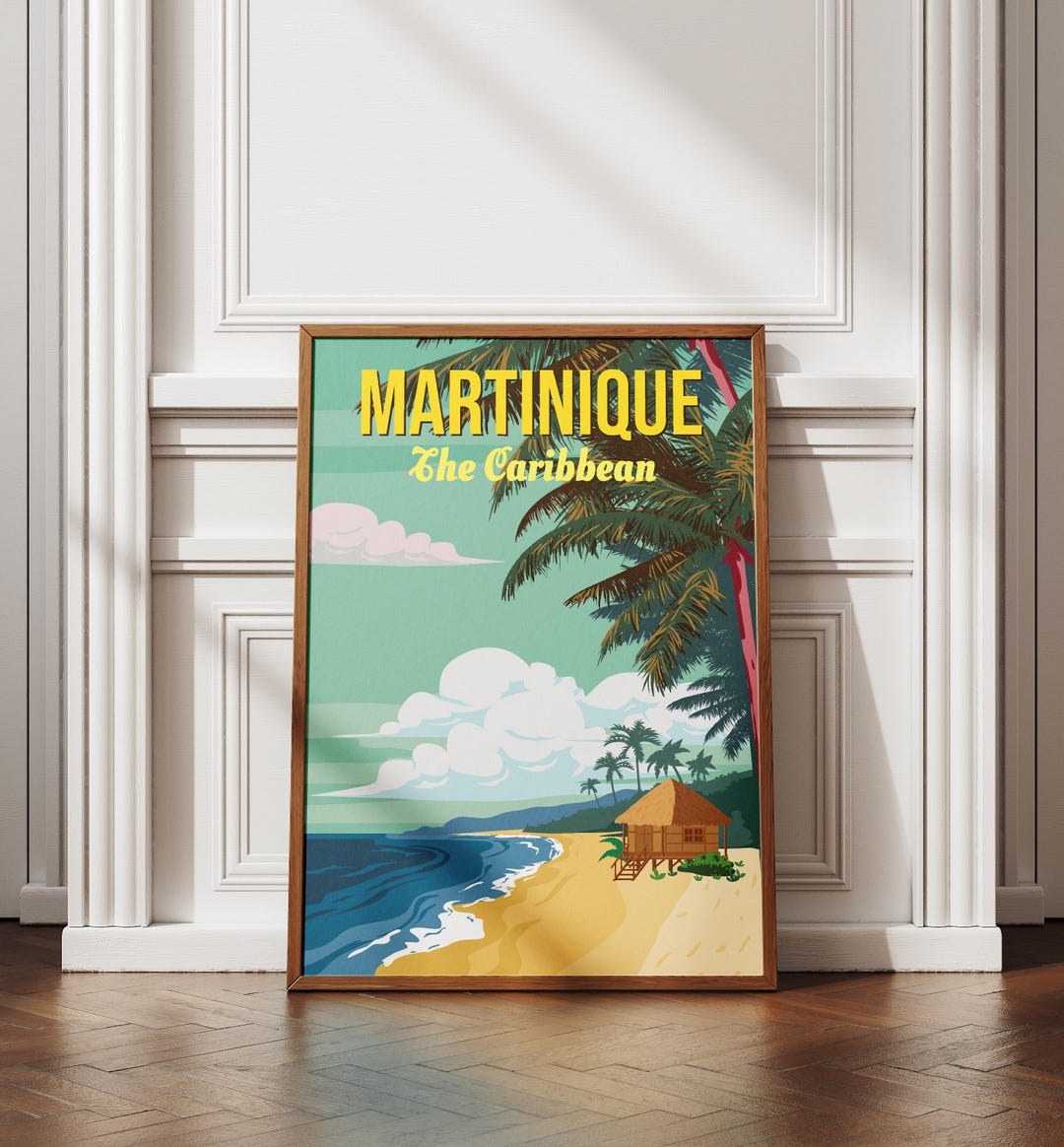 Martinique Vintage Travel Poster Caribbean Island Wall Art Retro Martinique Vintage Travel Poster Caribbean Island Wall Art Retro