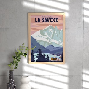 La Savoie French Alps Vintage Ski Poster: Retro Travel Art Print