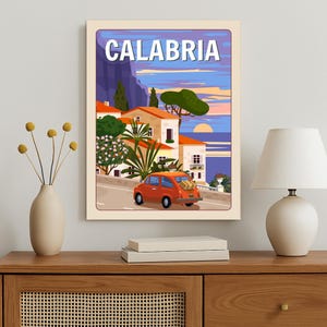 Vintage Travel Poster Calabria, Italy Retro Wall Art, Italian Travel Poster, Calabria Poster, Travel Decor, Vintage Travel Poster