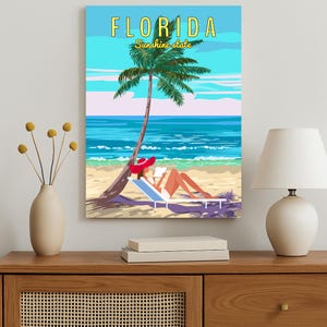 Florida Retro Travel Poster, Sunshine State Beach Art Print, Miami poster, Florida poster print, Florida artwork, Birthday Present