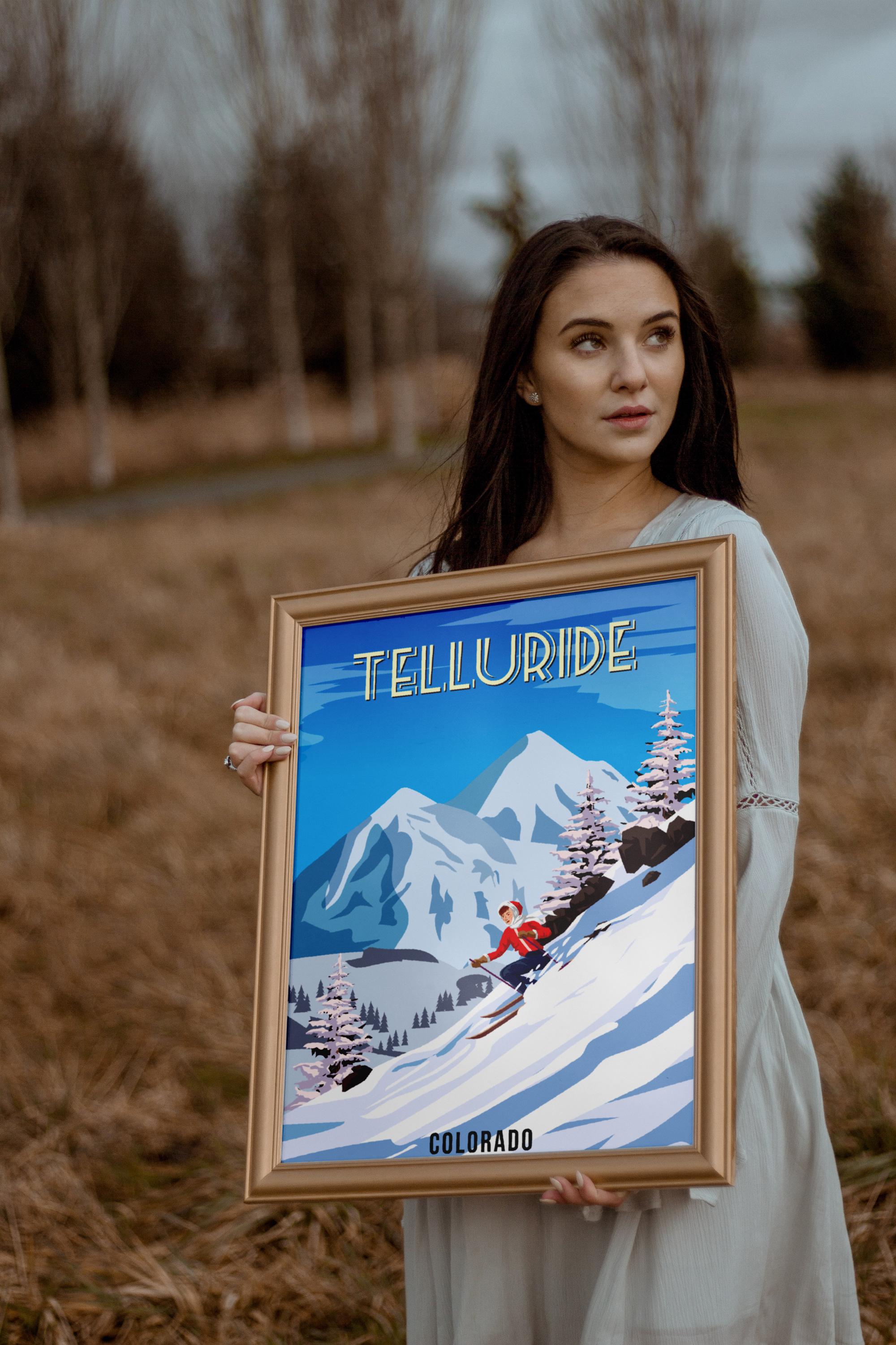 Vintage Telluride Colorado Ski Poster, Retro Winter Mountain Art Print ...