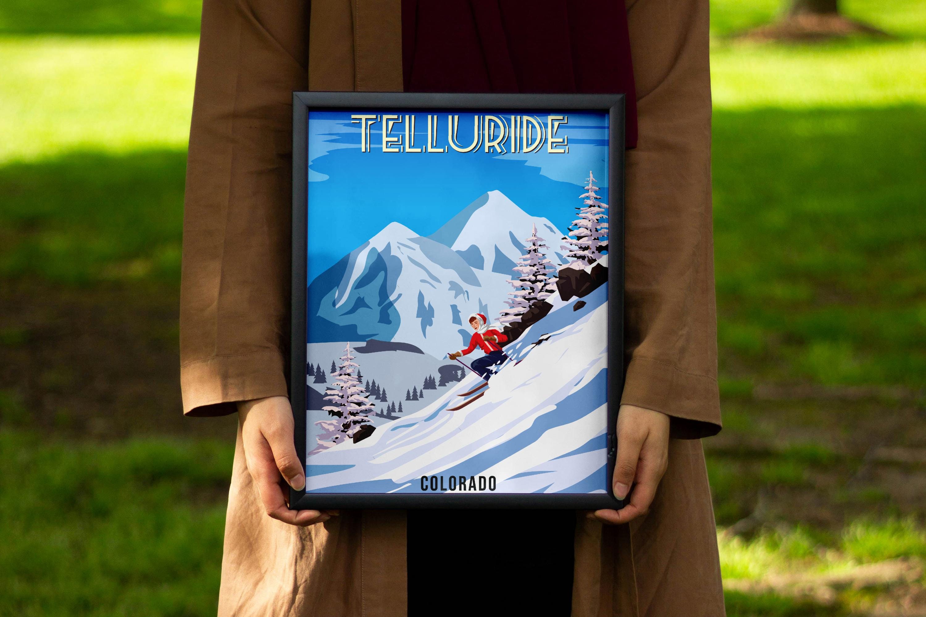 Vintage Telluride Colorado Ski Poster, Retro Winter Mountain Art Print ...