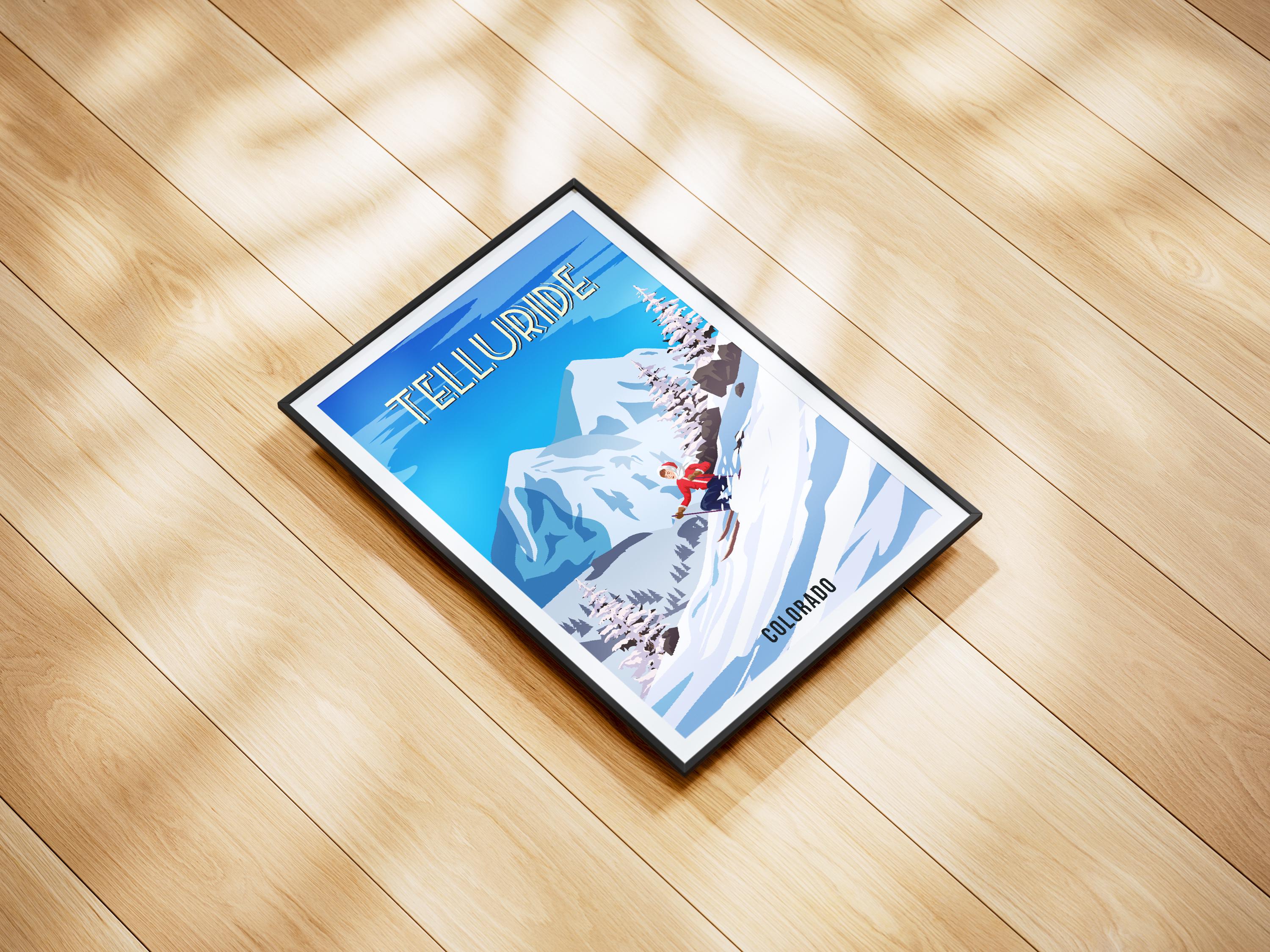 Vintage Telluride Colorado Ski Poster, Retro Winter Mountain Art Print ...