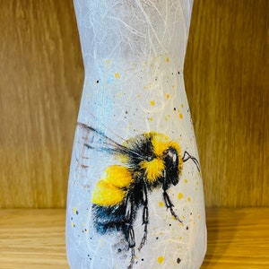 Beautiful handmade vase with a bee design finished in a glitter varnish