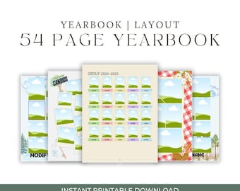 Anpassbare Jahrbuch Canva Vorlage - 54 Seiten, 25 Layouts, Canva Jahrbuch Vorlage, Homeschool Jahrbuch Vorlage, Co-Op Jahrbuch Vorlage
