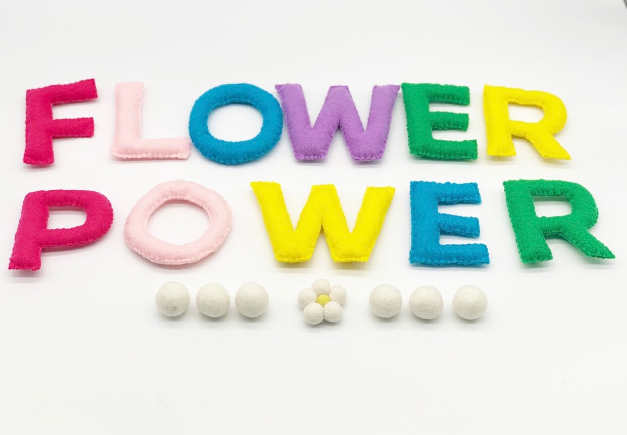 Flower Power Garland/ Boho flower/ Felt word Garland/ Etsy