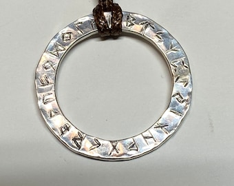Silver Futhark Wheel Norse Penant