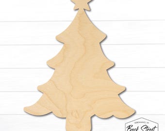Christmas Tree Wood Cutout Unfinished Shape Blank DIY Craft Decor Painting Staining Ornament Holiday Kids Activity Project Supplies