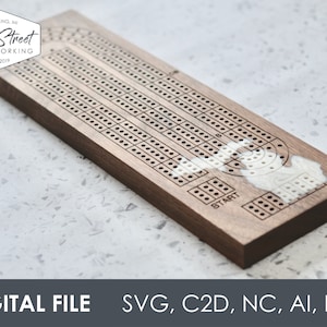 Pacote de arquivos CNC digitais para tabuleiro de cribbage de 3 pistas, download instantâneo, Shapeoko, criação de carboneto, arquivo de design, arquivo de corte, svg, c2d, nc, ai imagem 6