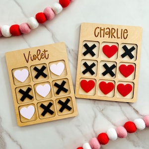 Personalized Valentine&#39;s Day Tic Tac Toe Board, Valentine for Class, Valentine&#39;s Day Gift For Kids, Personalized Valentine&#39;s Day Cards