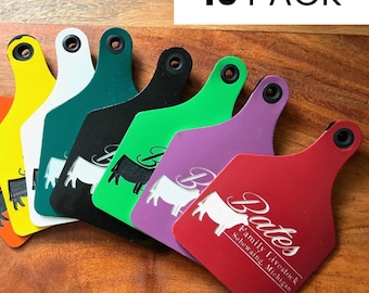 Farm Logo Customizable Cattle Ear Tag 10 PACK, Ritchey Cattle ID Ear Tag, Personalized Custom Livestock Ear Tag, Show Steer Tag