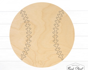 Recorte de bola de softball de madeira inacabada | Material de artesanato esportivo em branco | Decoração de time DIY para pintar | Peça de arte de beisebol e softball com tinta