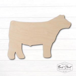 Show Ochsen Ausschnitt Unfertige Holz Kuh Fair Stall Dekorationen Handwerk Holzrohlinge Vieh Silhouette Laser Cut DIY Holz Ausschnitte FFA 4H