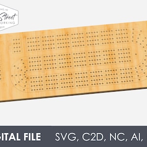 4 Track Cribbage Board Digital CNC File Bundle, Instant Download, Shapeoko, Carbide Create, Design File, Cut File, svg, c2d, nc, ai, dxf
