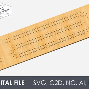 2 Track Cribbage Board Digital CNC File Bundle, Instant Download, Shapeoko, Carbide Create, Design File, Cut File, svg, c2d, nc, ai, dxf