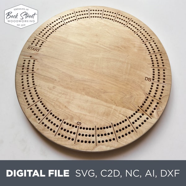 Circle 3 Track Cribbage Board Digital CNC File Bundle, Instant Download, Shapeoko, Carbide Create, Design File, Cut File, svg, c2d, nc, ai