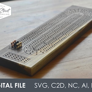 3 Track Cribbage Board Digital CNC File Bundle, Instant Download, Shapeoko, Carbide Create, Design File, Cut File, svg, c2d, nc, ai