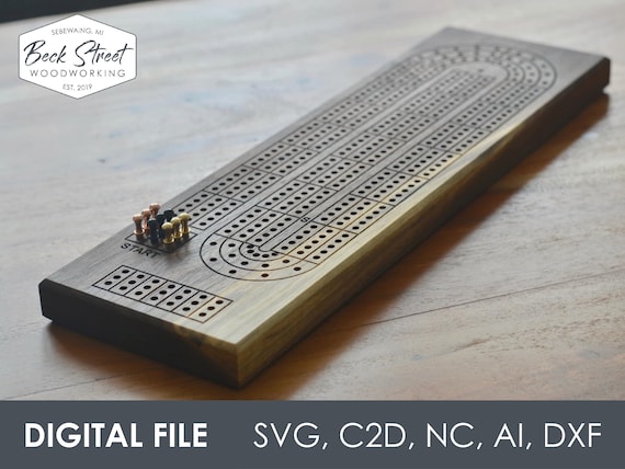 3 Track Cribbage Board Digital CNC File Bundle, Instant Download, Shapeoko, Carbide Create, Design File, Cut File, svg, c2d, nc, ai