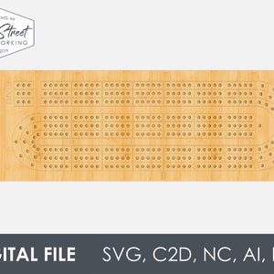 Pacote de arquivos CNC digitais para tabuleiro de cribbage de 3 pistas, download instantâneo, Shapeoko, criação de carboneto, arquivo de design, arquivo de corte, svg, c2d, nc, ai imagem 2