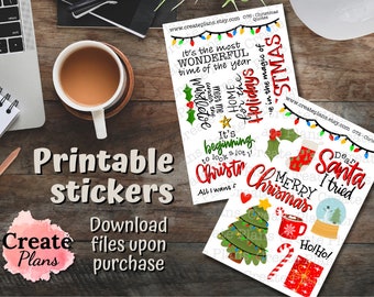 Weihnachten Sticker: Urlaub Journaling, Scrapbook (Digitaler Download)