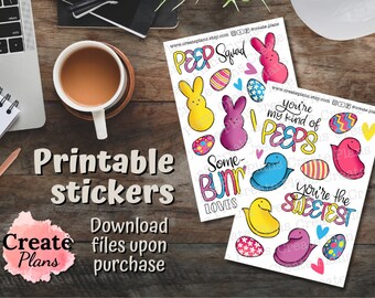 Easter Peeps Printable Stickers: Planner Stickers (Digital Download)