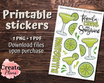 Margarita Drink sticker sheet | Decorative stickers for Happy Planner, Passion Planner, Bullet journaling