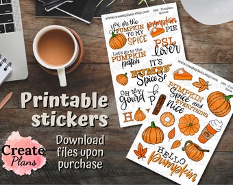 Pumpkin Spice Set mit 2 Stickerbögen | Dekorative Herbst Aufkleber für Happy Planner, Passion Planner, Bullet journaling