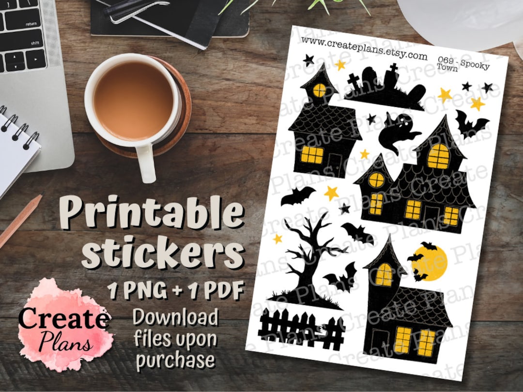 Halloween Spooky Town Sticker Sheet | Decorative Seasonal Stickers for ...