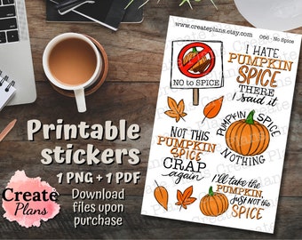 No Pumpkin Spice Stickerbogen: Herbstliche Planer Sticker (Digitaler Download)