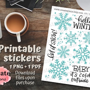 Let it snow sticker sheet | planner stickers, winter stickers, journaling stickers, bullet journal stickers, scrapbook stickers