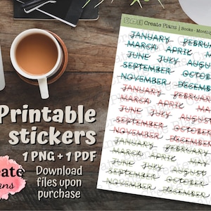 Monthly sticker sheet | planner stickers | stationary | papercraft | decoration