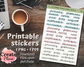 Monatlicher Stickerbogen | Planner Sticker | festschreiben | Papierart | Dekoration