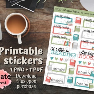 Aktuell lesen Stickerbogen | Planner Sticker | Leser | Literatur | Bastelbogen