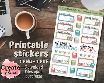 Currently reading sticker sheet | planner stickers | reader | literature | papercraft