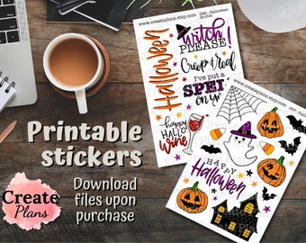 Halloween sticker Set of 2 sticker sheets | Decorative and Quote seasonal stickers for Happy Planner, Passion Planner, Bullet journaling