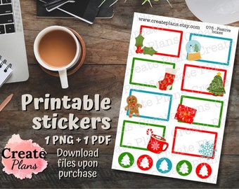 Christmas Planner Stickers: Decorative Boxes Sticker Sheet (Digital Download)