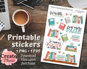 So many books sticker sheet | planner stickers , bullet journal stickers, journal stickers, book lover stickers, reading stickers