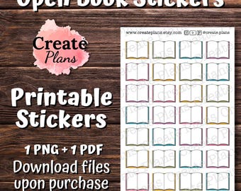 Open Book Icons printable sticker sheet | Reading stickers, decorative stickers, planner stickers