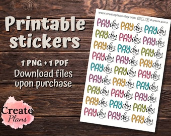 Zahltag Stickerbogen | Funktionale Aufkleber für Happy Planner, Passion Planner, Bullet journaling