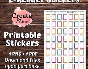 E-Reader Icons printable sticker sheet | Reading stickers, decorative stickers, planner stickers