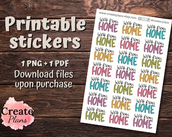 Work from home Stickerbogen | Funktionale Aufkleber für Happy Planner, Passion Planner, Bullet journaling