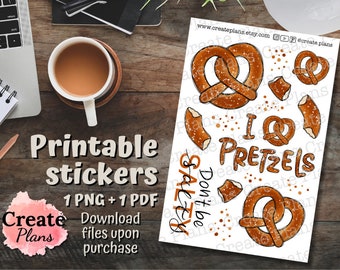 Pretzel Stickers: Food Planner Stickers (Digital Download)
