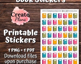 Book Icons printable sticker sheet | Reading stickers, decorative stickers, planner stickers