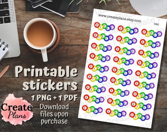 Bingo Icons printable sticker sheet | Decorative stickers for Happy Planner, Passion Planner, Bullet journaling
