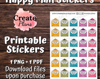 Happy Mail Icons printable sticker sheet | Penpal stickers, decorative stickers, planner stickers