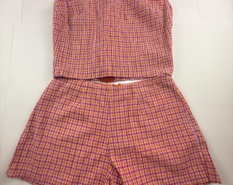 Heart and soul Y2K kurz und bauchfreies Top-Set mit Gingham-Print